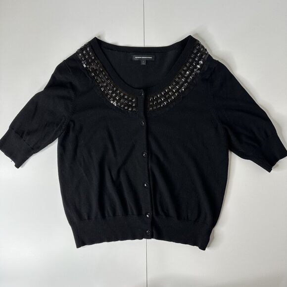 Express Design Studio Cardigan Sweater Sz L Embellished Neck Holiday NYE Event - Picture 4 of 12
